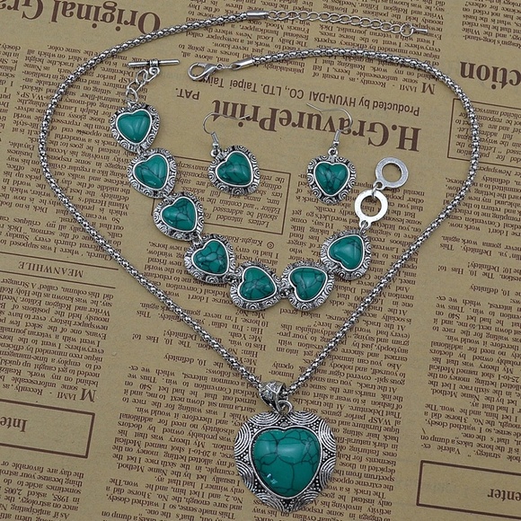 Antique Turquoise Heart Jewelry Set - Picture 5 of 6